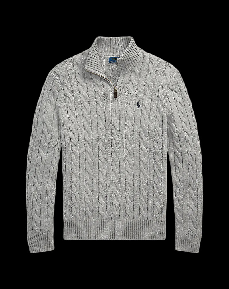 P0LO CABLE KNIT QUARTER-ZIP (4 COLORS)