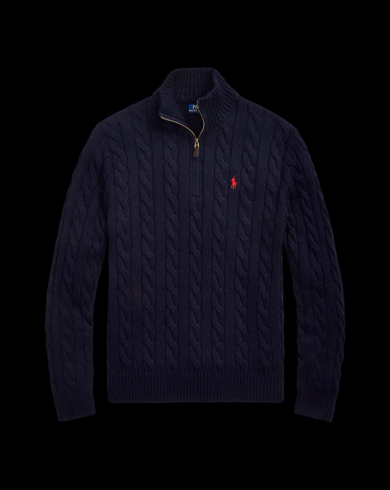 P0LO CABLE KNIT QUARTER-ZIP (4 COLORS)