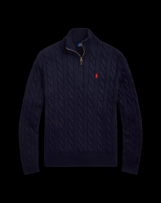 P0LO CABLE KNIT QUARTER-ZIP (4 COLORS)