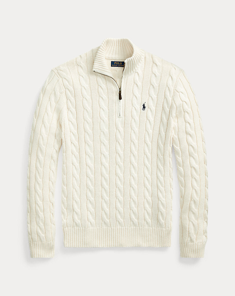 P0LO CABLE KNIT QUARTER-ZIP (4 COLORS)