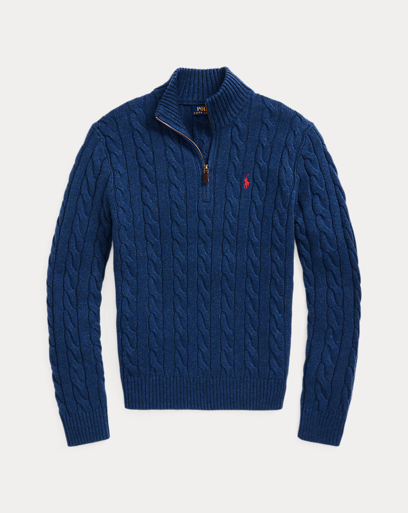 P0LO CABLE KNIT QUARTER-ZIP (4 COLORS)